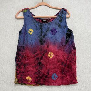Frantik Shirt Womens Medium Multicolor Tie Dye Sleeveless Boho Tank Top Festival